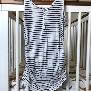 Stripped maternity henley tank top